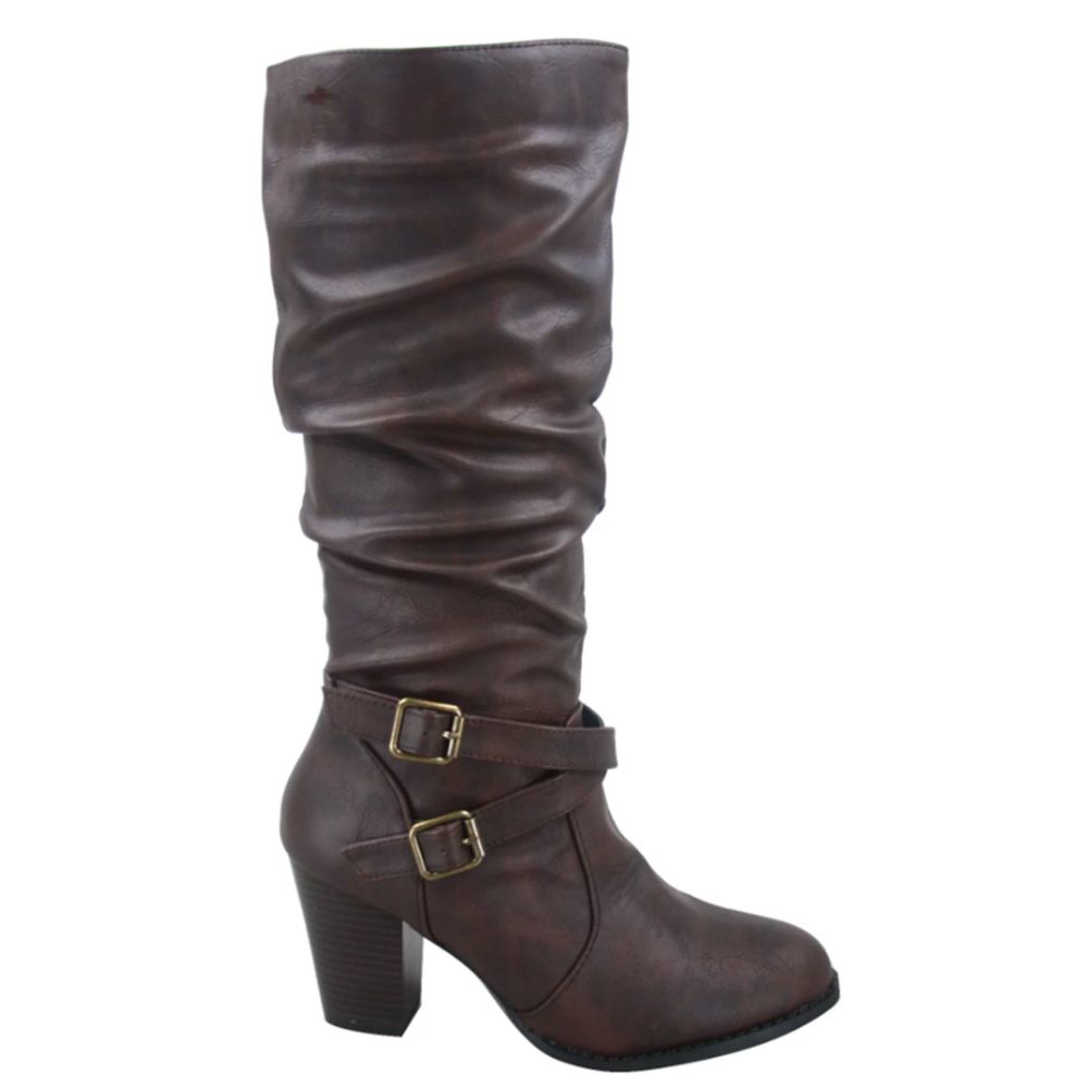 Women's Brown Slouchy Heeled Boots Size 9